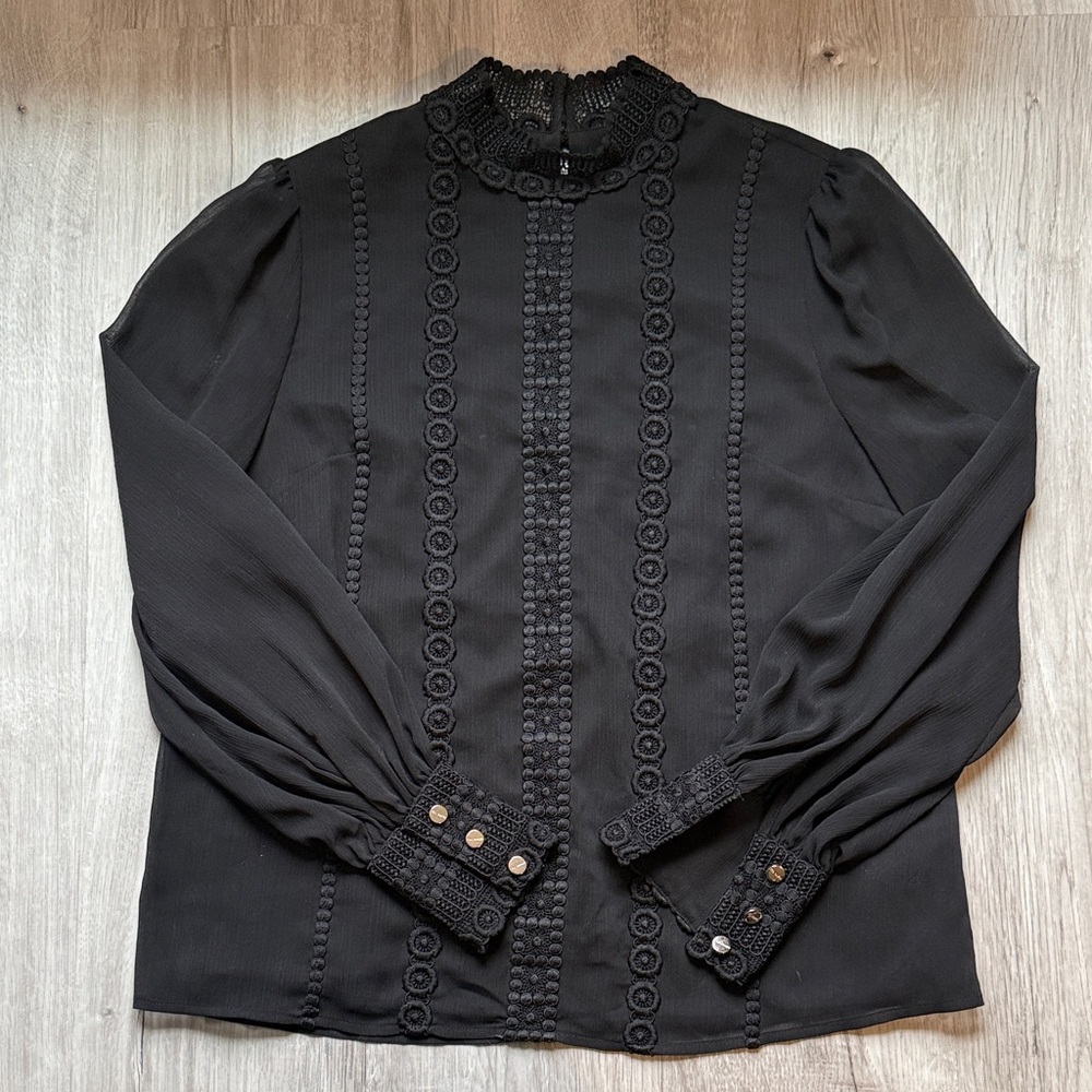 Ted Baker London Black Lace Lined Blouse